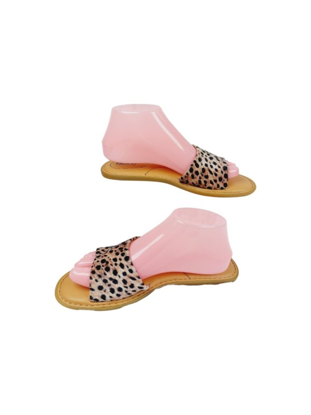 Boc Women's Tan Black Leopard Print Casual Slide Sandal Size 8